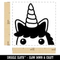 thumbnail image 2 of Peeking Unicorn Self-Inking Rubber Stamp Ink Stamper - Orange Ink - Small 1 Inch, 2 of 7