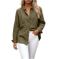 thumbnail image 2 of Women's Winter Cardigan Long-Sleeved Cardigan With Buttons Double Pockets And Collared Shirts Top Cozy Layered Top for Women Army Green L, 2 of 5