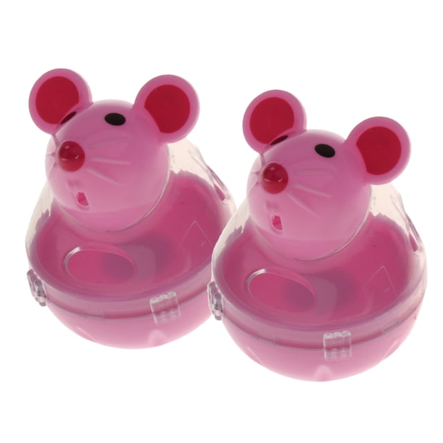 Dispensador de Alimentos con Forma de Ratón de Juguete de Entrenamiento de Ejercicio para de 2 Piezas, , Masticar - , tal se describe Rosado Yinane Juguete del vaso del gato