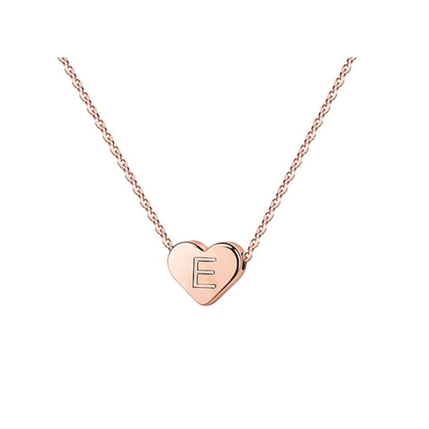 26 Initial Heart Shape Alphabet Collar para Mujeres Collares de Acero Inoxidable para Mujeres A Z 26 Alphabet Initial Collares de Oro Rosa para Mujeres Niñas