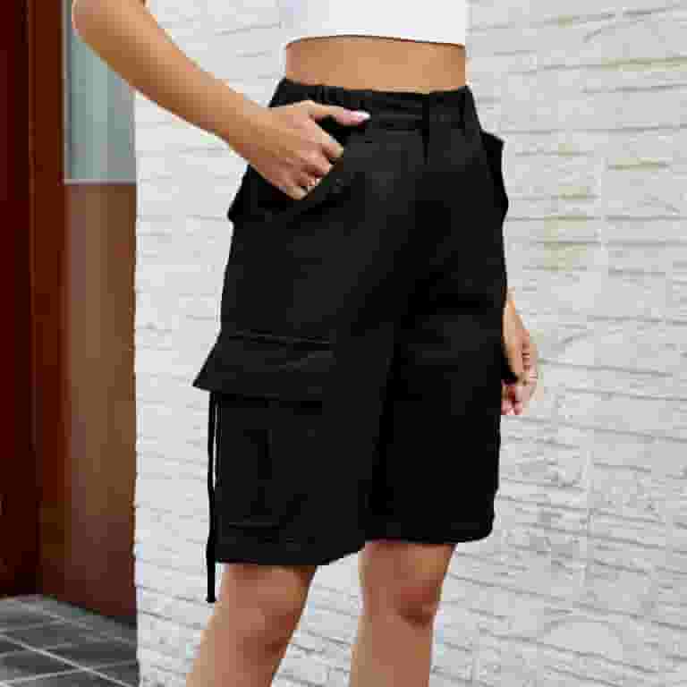 【U LAN】Senti Walk Cargo Bermuda Pants Aboser Womens Cargo Shorts Boyfriends Bermuda Shorts Knee