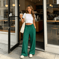 thumbnail image 2 of Yourumao Girls Fleece Sweatpants Elastic High Waist Wide Leg Sweatpants with Pockets Basic Solid Oversized Soft Casual Sweat Pants, 2 of 9