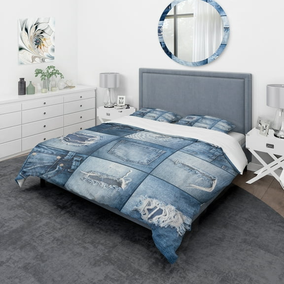 Designart 'Blue Jeans Close-ups' Modern & Contemporary Duvet Cover Set