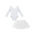 thumbnail image 3 of YEAHDOR Kids Girls Long Sleeve Solid Color Leotard for Gymnastics Dance Bodysuit Ballet Tutu Costume White-A 3, 3 of 7