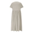 thumbnail image 6 of Linen Dresses for Women Short Sleeve Vintage Boho Dresses V Neck Solid Color Causal Summer Beach Vacation Maxi Dresses, 6 of 7