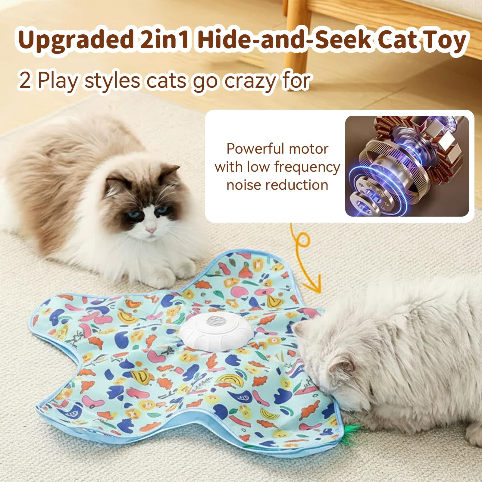 Cat Toys For Indoor Cats  Rechargeable Interactive With Touch-activated And Seek Fluttering Mouse Squeaker Bored Adult Green