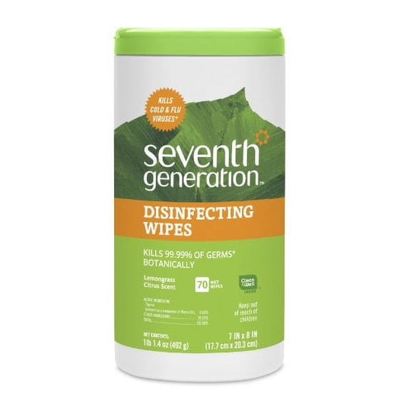 Seventh Generation Disinfecting Multi-Surface Wipes, 70-count Tubs (Pack of 6) Packaging May Vary