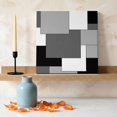 thumbnail image 3 of Ships Next Day Canvas Wall Art 8"x8", Black Grey Wood Framed Canvas Print Painting, Middle Century Irregular Geo Abstract Art Ready to Hang Small Picture Wall Decor for Home Bathroom Nursery Kitchen, 3 of 9