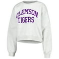 thumbnail image 2 of Women's ZooZatz Oatmeal Clemson Tigers Core Chenille Cropped Pullover Sweatshirt, 2 of 3