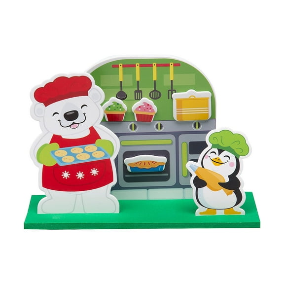 Fun Express 6 1/2" x 4 1/2" 3D Holiday Animals Baking Foam Craft Kit - Makes 12