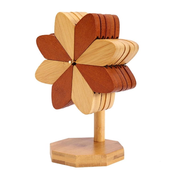 TQEHS Posavasos de madera con forma de molino de viento, almohadillas aislantes para platos calientes y agarraderas para ollas_ A7Q9