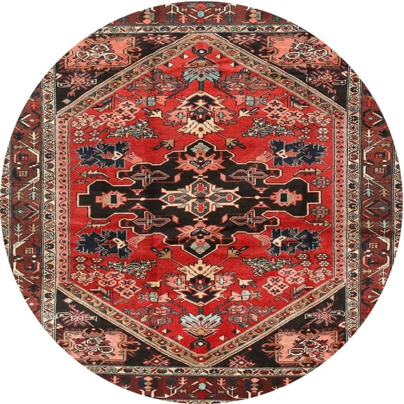 Ahgly Company Indoor Round Traditional Saffron Red Persian Area Rugs, 4' Round