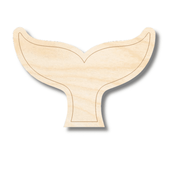 Unfinished Wood Etched Whale Tail Shape 24" / 1/8"