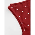 thumbnail image 6 of Women Y2k Polka Dots Boat Neck Tank Top Cute Sleeveless Slim Fitted Side Ruched Tie Back Vest Top Red XL, 6 of 8