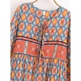 thumbnail image 3 of Boho Vintage Women Long Sleeve Geometry Floral Print Beach Bohemian Maxi Dress Ladies Tie Neck Rayon Cotton Summer Sundress, 3 of 7