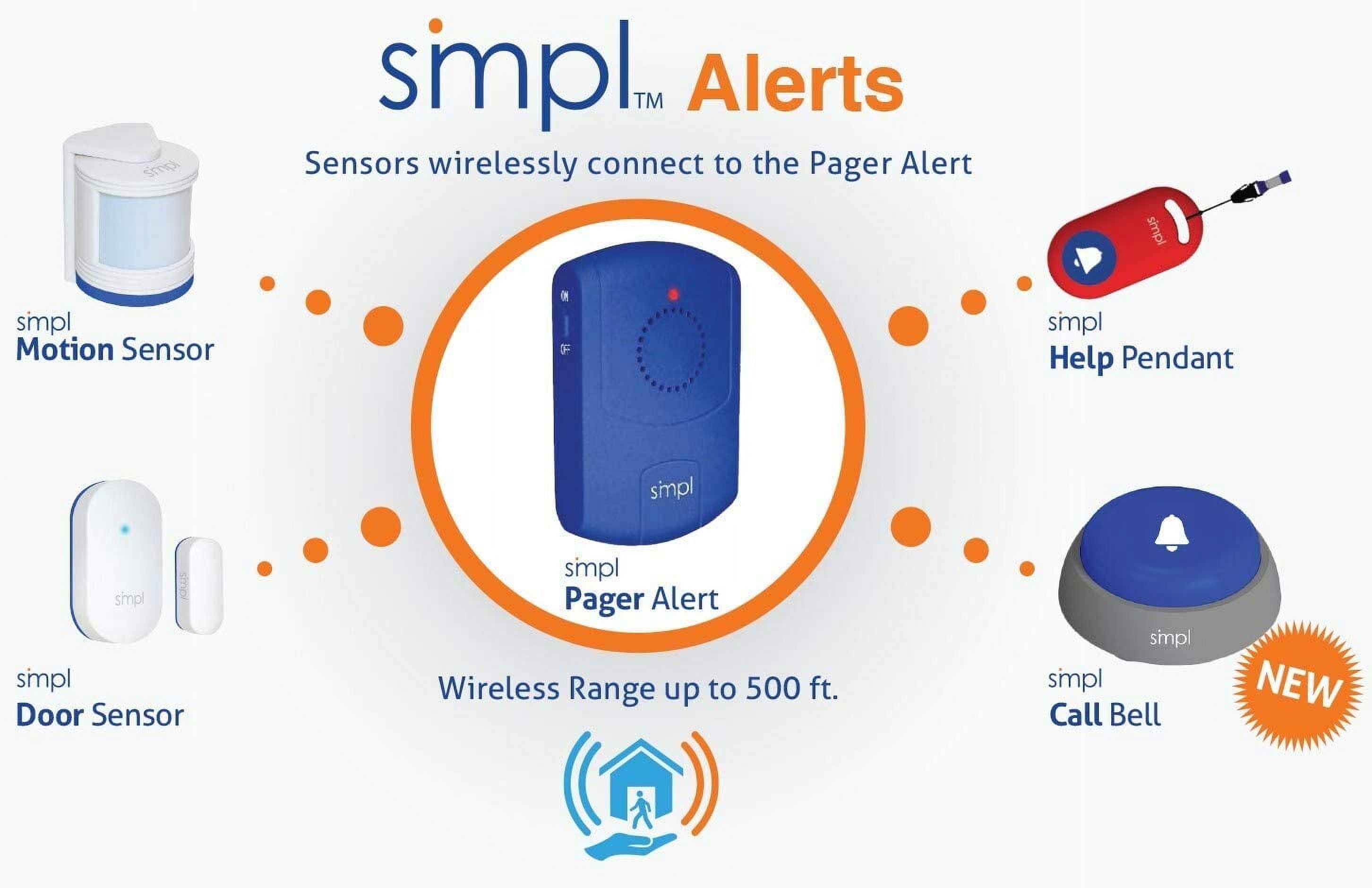 smpl Complete Safety Alert Kit. Includes Pager, Door Sensor