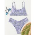 thumbnail image 2 of Bañador HUOGUO para mujer, corte alto, con cordones y estampado de rayas, 2 of 4