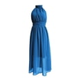 thumbnail image 4 of Womens Summer Dresses, Lace Trim Ruffle Long Dress for Women Floral Burnout A Line Sleeveless Dress Halter Neck Beach Vacation Evening Gown Dress, 4 of 6