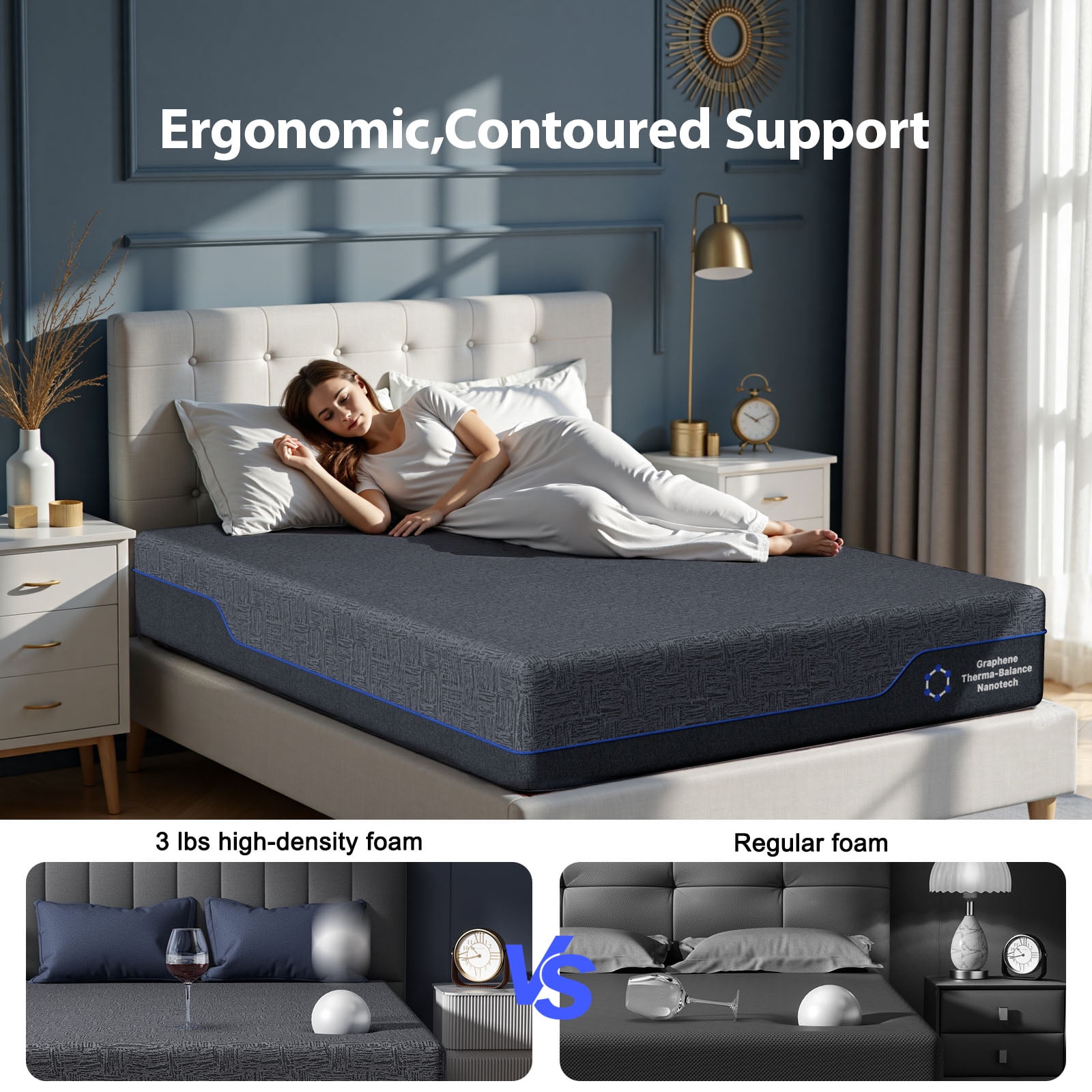 CHITOOMA Queen Electric Adjustable Bed Frame with 14 Inch Gel Memory Foam Mattress, Massage with 4 Modes & 3 Intensities,Wireless Remote,Zero Gravity,4 USB Ports & Under-Bed Nightlight,Easy Assembly