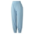 thumbnail image 5 of Womens Cotton Fashion Long Pant Elastic Waist High Waist Casual Trousers Streetwear Female Bottoms Light Blue L, 5 of 6