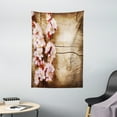 thumbnail image 1 of Floral Tapestry, Spring Blossom Orchard Featured Plant on Wooden Board Background Image, Wall Hanging for Bedroom Living Room Dorm Decor, 40W X 60L Inches, Sand Brown Pale Pink, by Ambesonne, 1 of 2