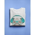 thumbnail image 3 of Hipster Pug Blue Headphones Sweatshirt Women -Image by Shutterstock, Female XX-Large, 3 of 4