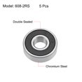 thumbnail image 2 of 608-2RS Deep Groove Ball Bearings Z2 8x22x7mm Double Sealed Chrome Steel 5 Pcs, 2 of 4