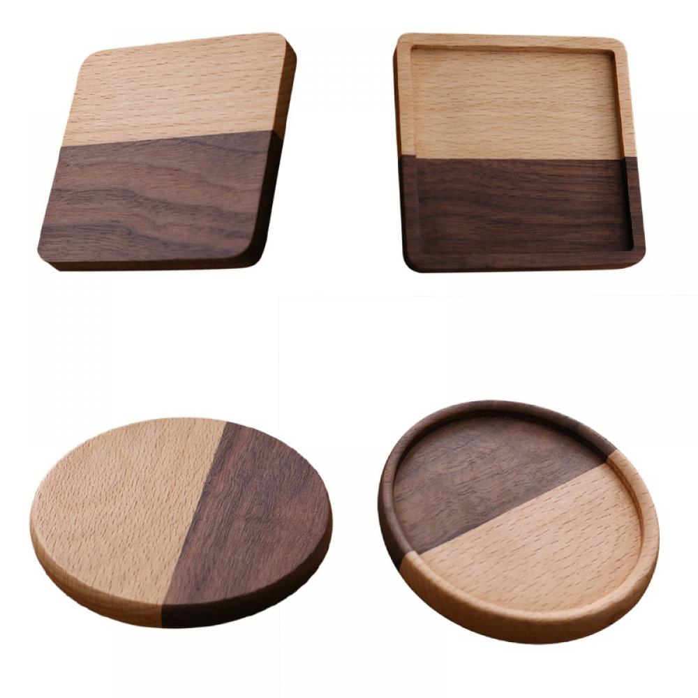 Crowdstage Square Wooden Drink Coasters Tea Coffee Cup Pads Placemats Decor Durable Heat Resistant Drink Mat Coaster (plate) - image 5 of 10