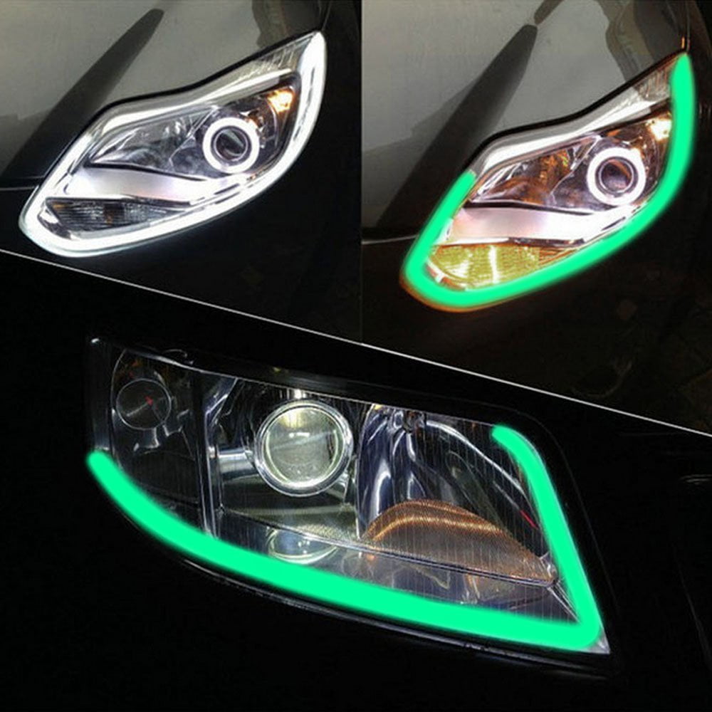 24inch/60cm Automobile LED Neon Strip Lights (Green), Illuminating Headlight, Flexible Daytime