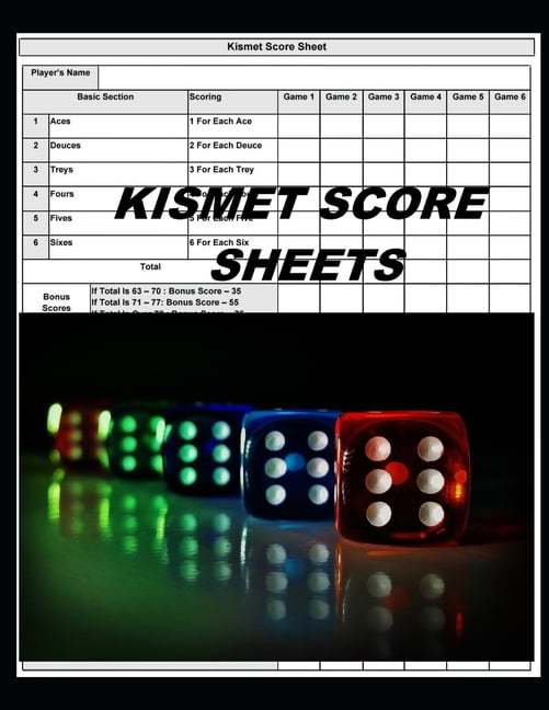 Kismet Score Sheets 120 Kismet Dice Game Score Book Kismet Score