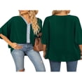 thumbnail image 4 of T-Shirt Femme Manches Dolman Col en V Chiffon Mode Urbaine Tops, 4 of 5