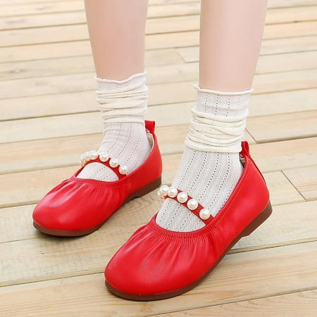 

〖CFXNMZGR〗Toddler Shoes Toddler Little Girl Dress Shoes Casual Slip On Ballet Flat Princess Shoes