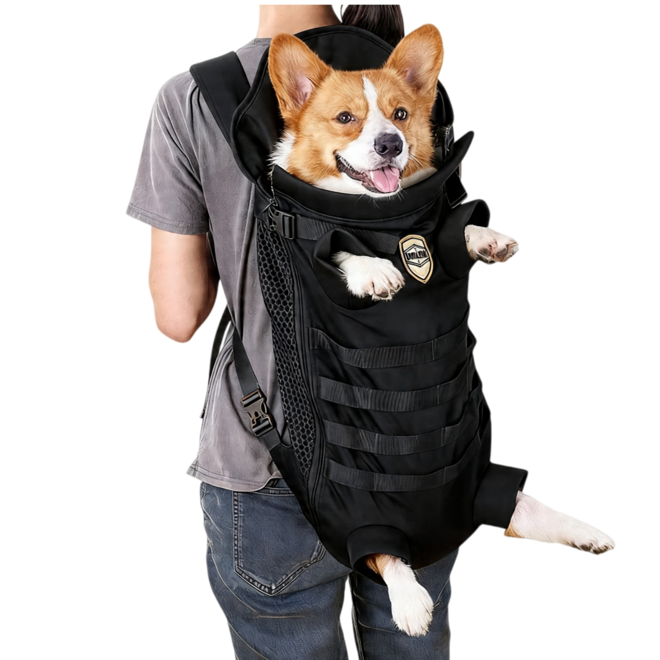 Newborn Brand Dog Front Carrier Backpack for Small Dogs,Breathable Hands-Free Legs Out Pet Travel Bag for Outdoor Camping, 30X21.7X15 inch ,Black,m