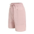thumbnail image 6 of vigerkar Womens Bermuda Shorts Casual Loose Elastic Drawstring Beach Knee Length short Pants with Pockets Pink, XXL, 6 of 8