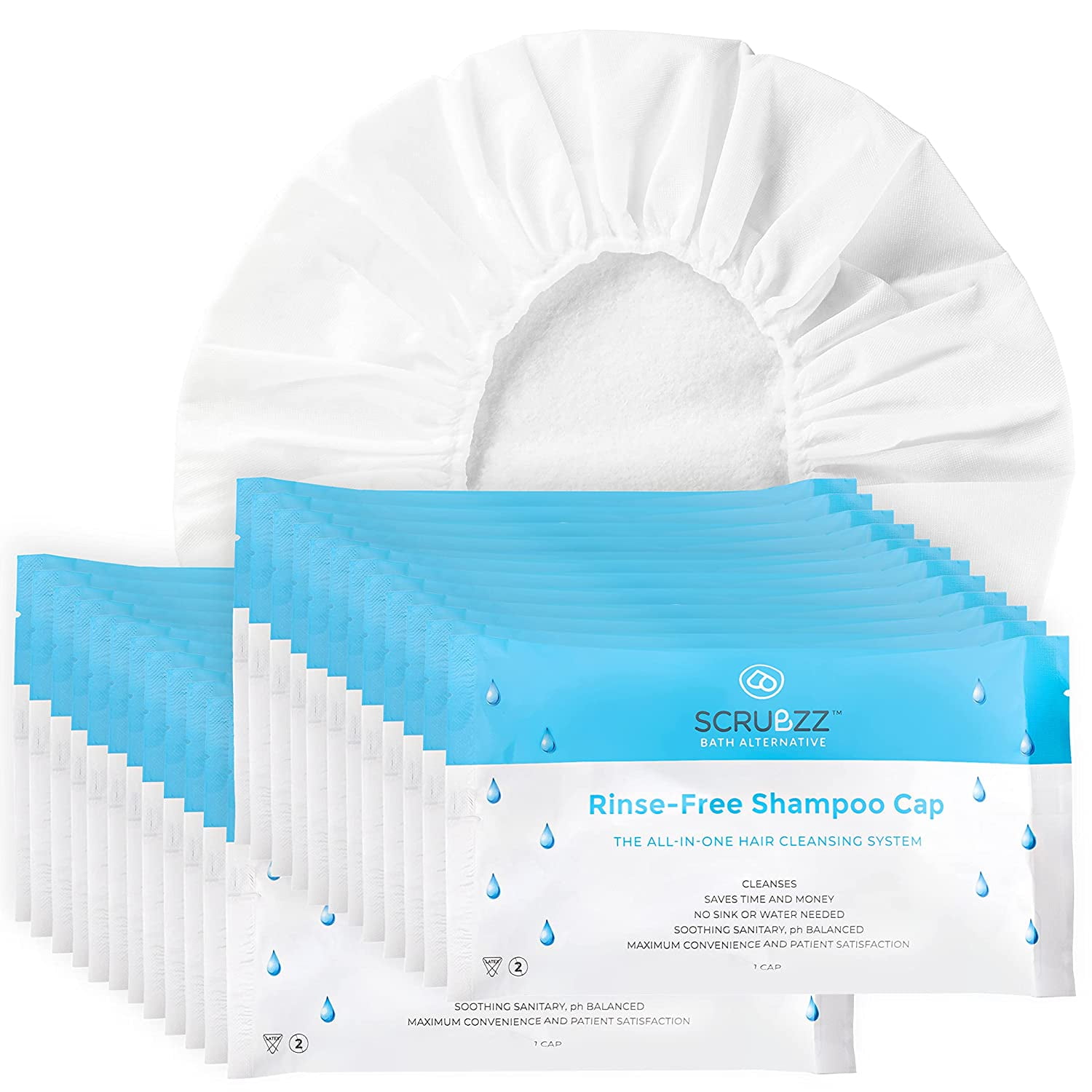 Scrubzz Rinse Free Shampoo Caps, Shampoo Caps for Bedridden Patients
