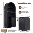 thumbnail image 4 of NORTHSKY 61" L Shaped Desk with Arched Bookshelf, Fluted Corner Computer Desk with 3 Drawers, Sleek Sliding Door, Built-in Charging Station, Elegant Modern Workstation for Home Office, Black, 4 of 7