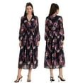 thumbnail image 2 of Michellecmm Women Long Dress Floral Print Tighten Waist V-Neck Long Sleeve Flowy Summer Dresses, 2 of 9