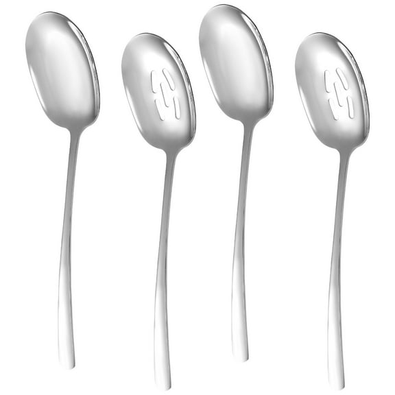 Ikoopy Dinner Restaurant Serving Spoons Set Slotted Serving Spoons Catering Serving Utensils Rust-Resistant Silverware Spoons Set for Gift