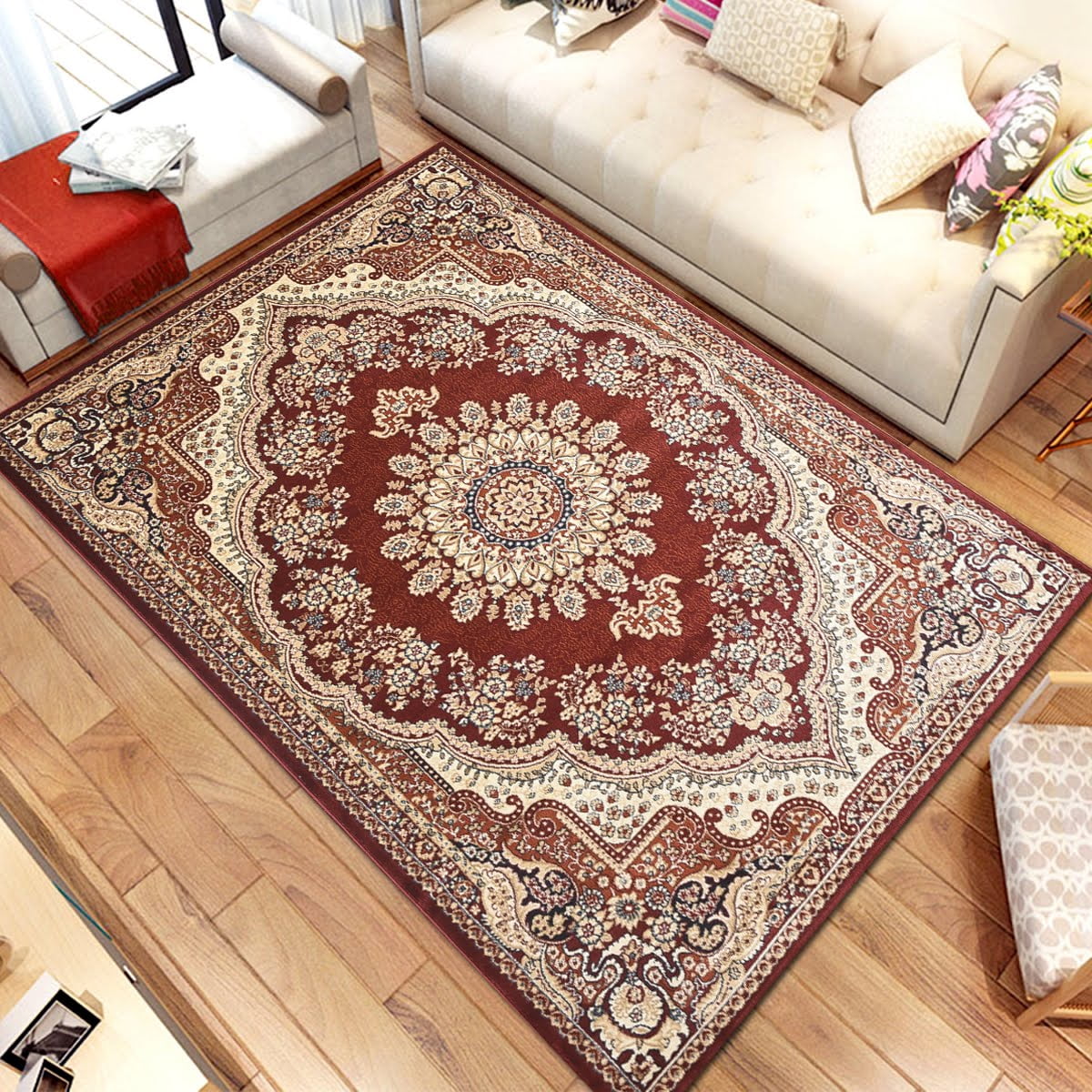 Persian Style Traditional Oriental Medallion Area Rug Empire 1100 Beige