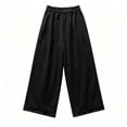 thumbnail image 5 of hlysgo Womens Casual Palazzo Pants Ruffle Wide Leg Cropped Flowy Comfort Loose Summer Beach Trousers with Pockets Black,M, 5 of 5