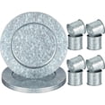 thumbnail image 1 of y 8 Set Metal Charger Plates Metal Napkin Ring Set 13 Inches Galvanized Chargers for Dinner Plates Rustic Style Silver for Farmhouse Dining Table Kitchen As Pictures Show, 1 of 5