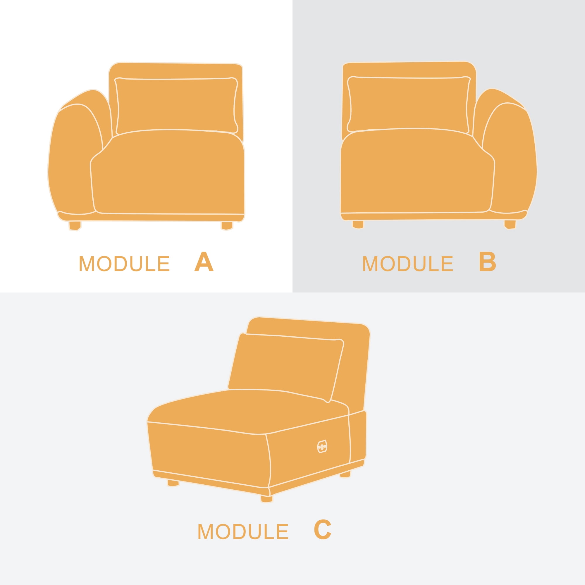 L Shaped Modular Sectional Couch with Removable Ottoman, Convertible Cloud Sofa for Living Room,Comfort Small Couch for Small Spaces(3 Set + 1 Ottomans - White)