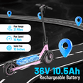 thumbnail image 3 of 350W Motor Electric Scooter for Adults,19 MPH, 21Mile Range, 10”Wear-resistant Solid Tires, Portable Foldable Commuting E Scooter Pink, 3 of 7