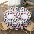 thumbnail image 3 of Red White Blue Baseballs and Stars Pattern Round Tablecloth 60"x60",Wrinkle Wipeable Table Cloth for Kitchen Dining Room Picnic Patio Party, 3 of 6