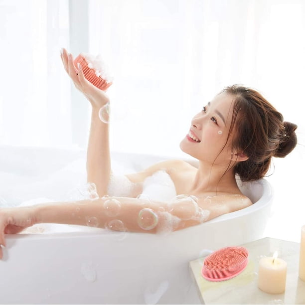 Cepillo de ba?o de silicona, cepillo de masaje para la cara y el cuerpo, ba?o y ducha, piel limpia suavemente, exfoliante facial, cepillo corporal para el ba?o del bebé, masaje para el cuero cabelludo del bebé (1 pieza) LingWen 8390605170461