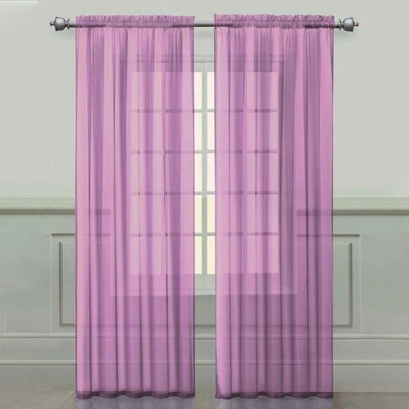 Sheer Voile Window Curtain Panels White 1 Panel 539 Width 79 Inch Long for Kitchen Bedroom Children Living Room Yard, 39 W x 79 L, Purple