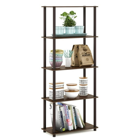 Furinno Turn-N-Tube 5-Tier Multipurpose Shelf Display Rack,Walnut and Brown