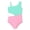 Green & Pink, variant on Girls One Piece Rainbow Gradient Side Cut-out Swimsuits Big Kid Bathing Suit with Adjustable Straps Size 16