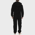 thumbnail image 3 of APEXFWDT Men's Fuzzy Fleece Onesie Pajamas Hooded Long Sleeve & Pants Zip-Up Jumpsuit Warm Winter Loungewear,XXXL,Black, 3 of 7