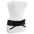 thumbnail image 6 of Women Black Metallic Shiny Black Faux Leather Wrap Around Tie Belt Fit Size S M, 6 of 7